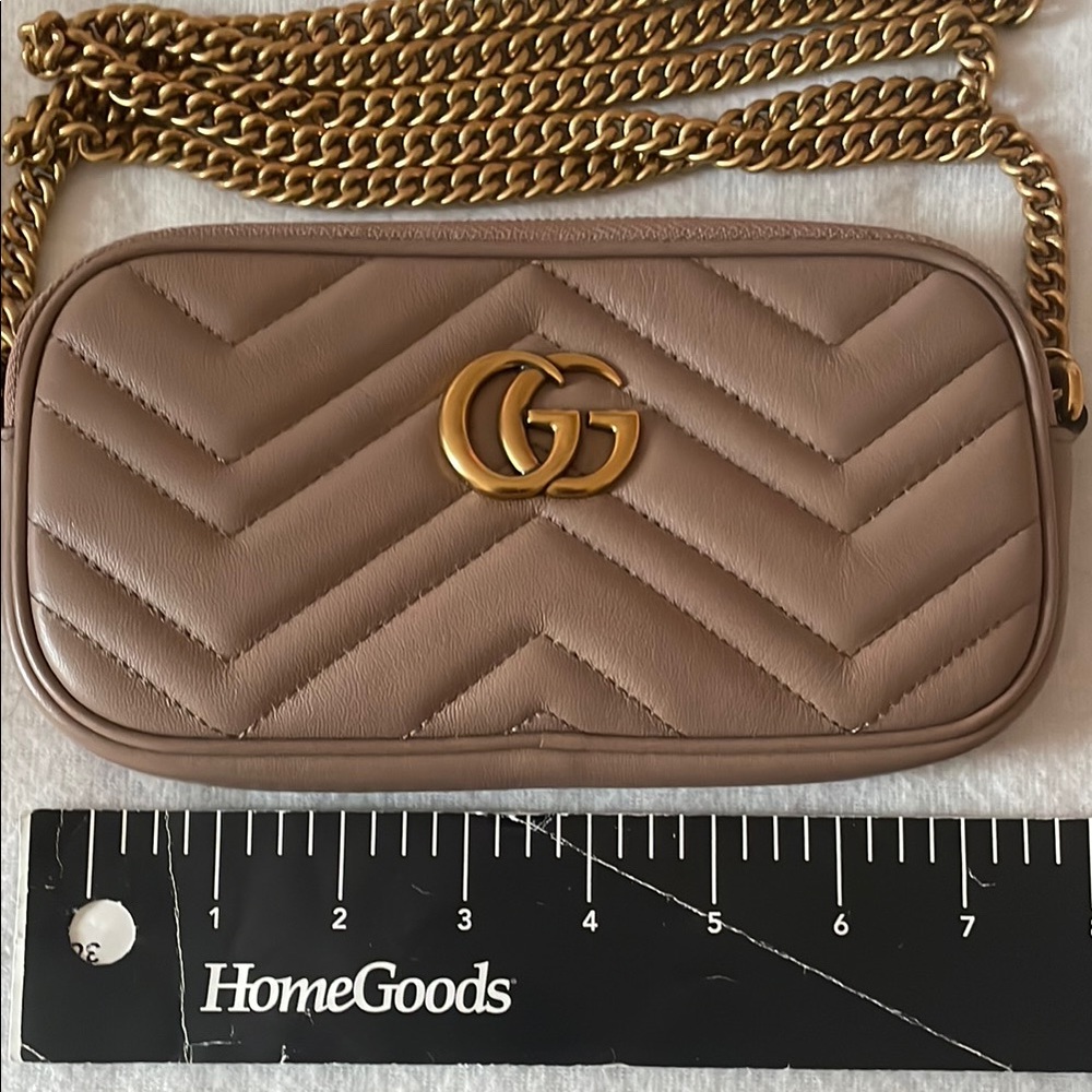 GG Marmont Tan Dusty Pink Crossbody Bag Wallet
